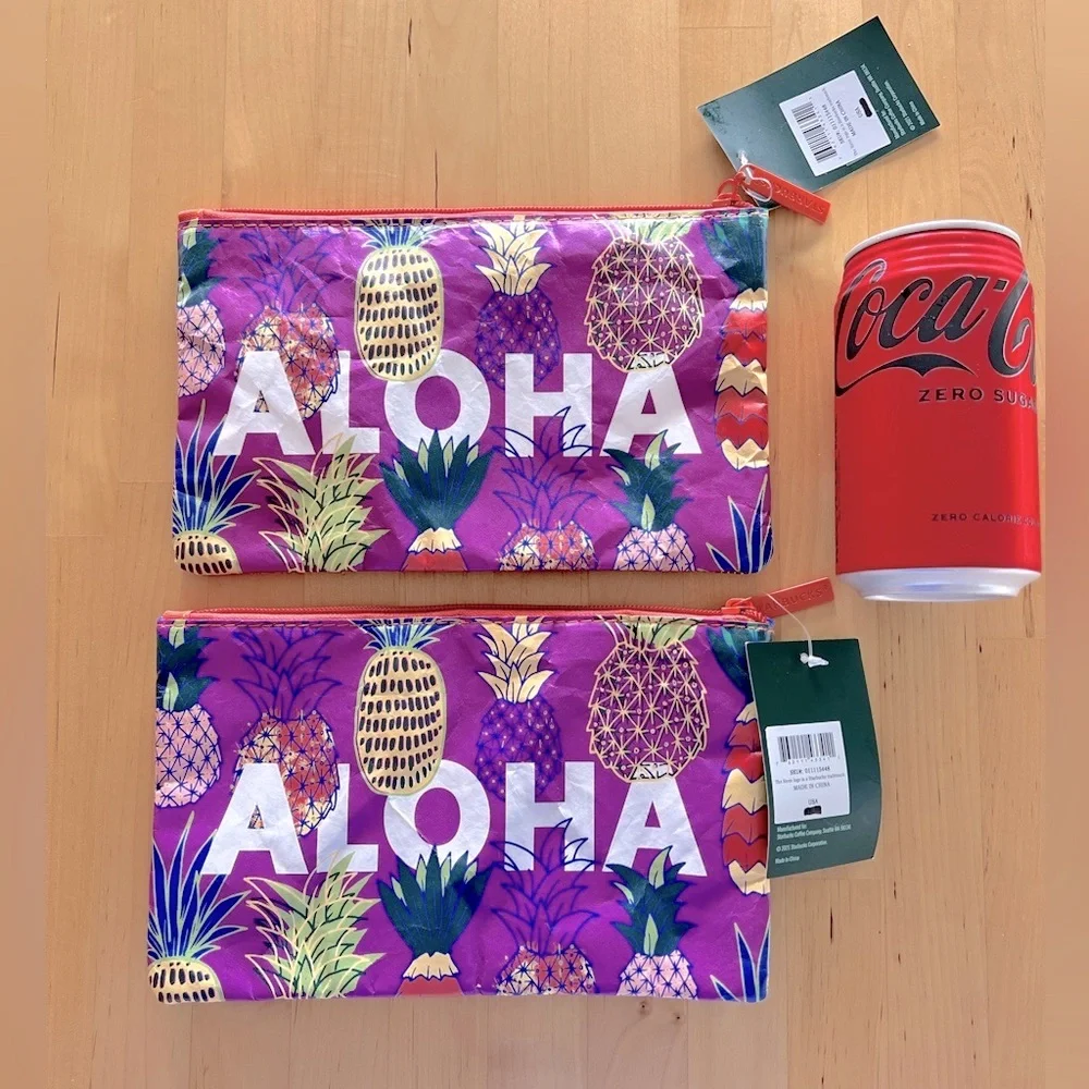 COPY - NEW Starbucks Tyvek Hawaii ALOHA Zippered Pouch * Hawaii Edition - Picture 6 of 7